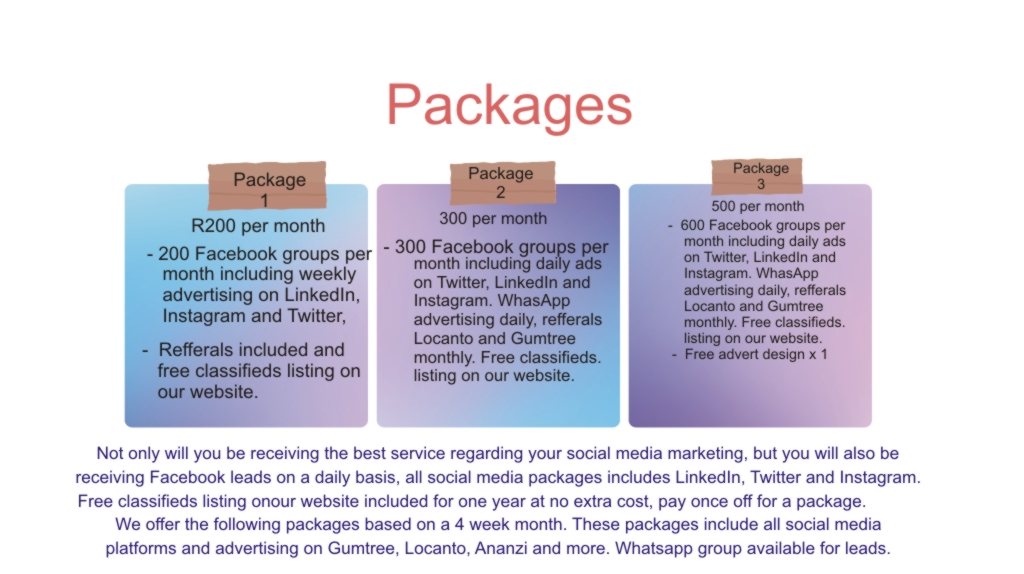 Our Packages start from as little as R200 per month!